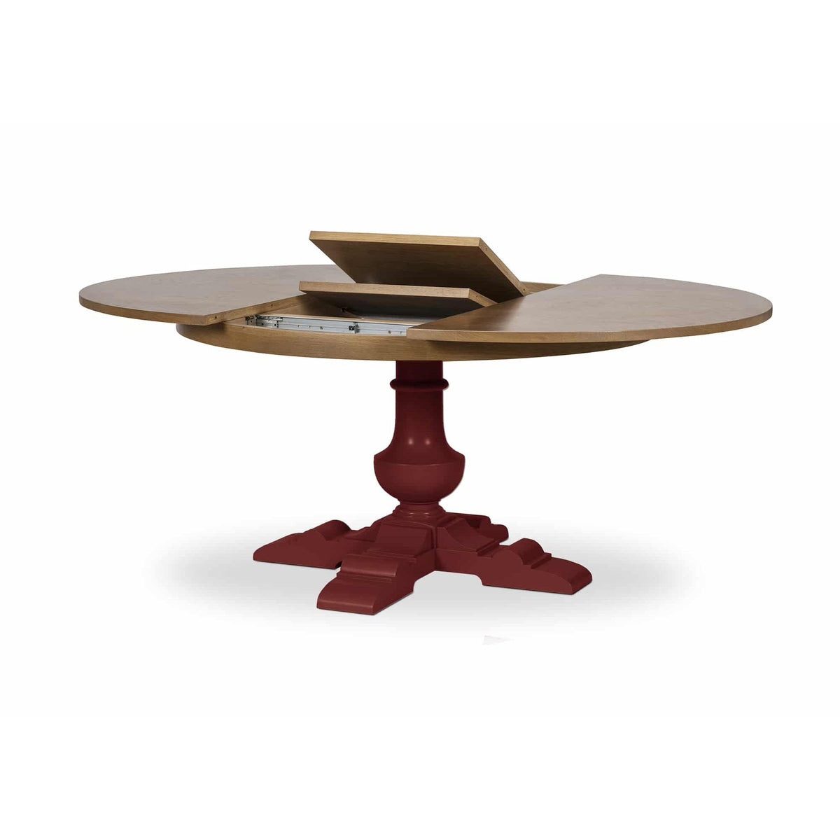ARRADON Table Ronde à rallonge, pied balustre central